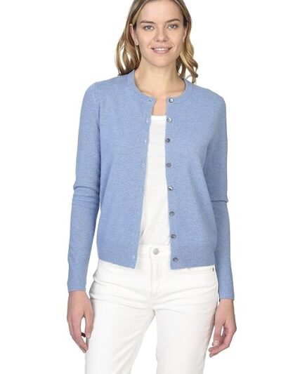 State Cashmere Women's 100% Pure Cashmere Button Front Long Sleeve Crew Neck Cardigan Sweater
