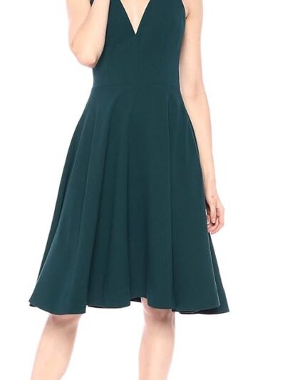 Dress the Population Women's Catalina Solid Sleeveless Fit and Flare Midi Dress