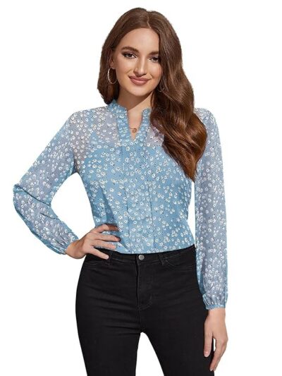 Toochki Women's Georgette Floral Straight Western Top | Winter Top | Western Top | Top for Women | Latest Women Top | Trendy Women Top
