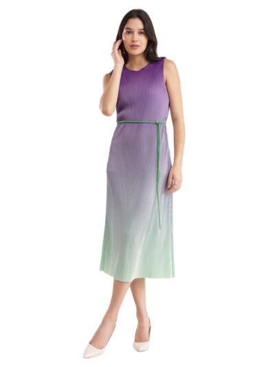 FableStreet Ombre Pleated Knit Dress - Purple