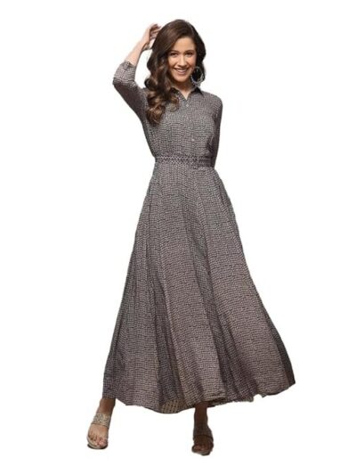 BIBA Women Liva Flared Printed Maxi Dress