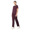 UNINUR Women's Excellent Eazy 7 Pocket Scrub Suit for Doctors,Nurse & Health Professional, Color-Wonder Wine