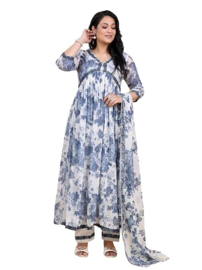 AMCHOOR Cotton Floral Print Alia Cut Anarkali Kurti Set for Women's