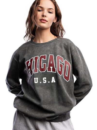 Urban Nation Women's Crew Neck Sweatshirt-Cozy Cotton/Poly Blend Pullover for Casual Fall Fashion