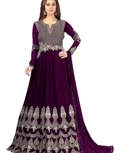 TRENDMALLS Women's Georgette Embroidery Salwar Suit Anarkali Kurta Set with Dupatta