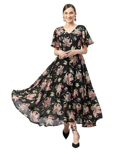 rare Women's Georgette Fit and Flare Maxi Dress