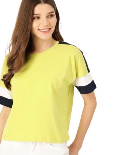Stylish Cotton T-Shirt/Fancy Crop Top in Neon Green Color for Women and Girls Casual Use