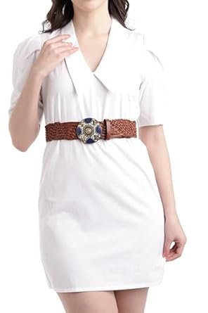 ART N VINTAGE Women’s Genuine Leather Dress Belt – Handmade Designer Waist Belt with Stylish Buckle – Fashionable & Versatile for Dresses, Jeans & Formal Wear – Elegant Ladies Belt- (Cognac) (28-30)