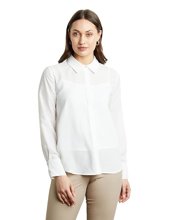 Symbol Premium Women's Solid Desk-to-Dinner' Soft Formal Shirt (Button Down | Regular Fit)