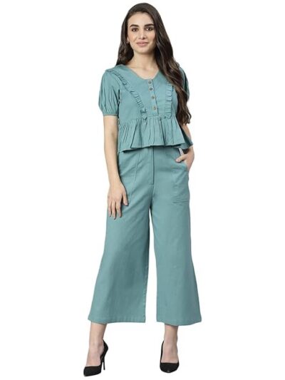 DEEBACO Women's Relaxed Fit|Cotton Cord Set for Women Western Suit|Suit Set|Two Piece Dress for Women Western|Dress for Women|Coord Sets|Two Piece Outfits Dress for Girls