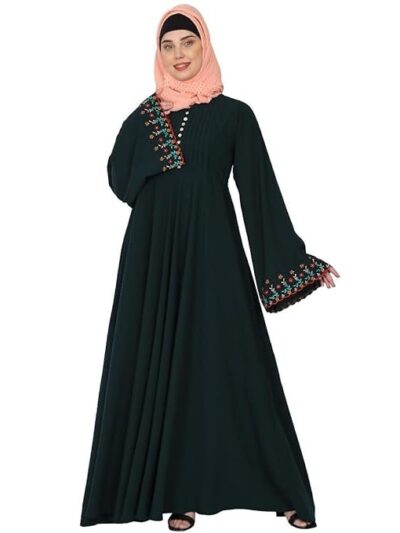 BT - Being Traditional Women’s Fashionable Umbrella Abaya with Embroidery Work Made in Nida Matte Fabric