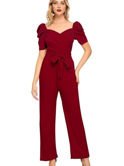 ILLI LONDON Women's Cocktail Maxi Jumpsuit (IL D-3840_Maroon_Medium)