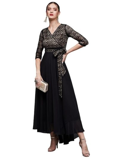 Miss Chase Women's Georgette Wrap Maxi Dress