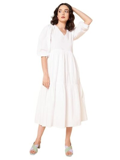 HIGH STAR Women's Cotton Pleated Maxi Casual Dress