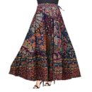 Ukal Cotton Printed Wrap Long Regular Fit Skirt for Women (Free Size, Multicolored)