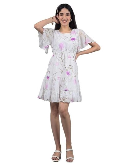 Crimsoune Club Women's Purple Floral Print Mini Dress
