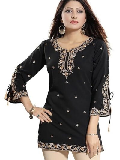 Meher Impex Women's Girls Faux Crepe Embroidered Top Tunic