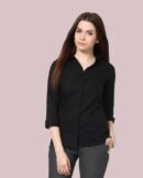 Women Regular Fit Solid Spread Collar Casual Shirt