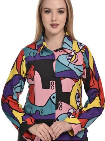 Women Regular Fit Printed Spread Collar Casual Shirt